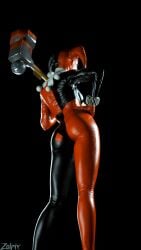 1girl 1girls 3d 3d_(artwork) 3d_model 3d_render 4k 4k_resolution back back_view batman:_arkham_knight black_background blank_background bodysuit butt_focus dc dc_comics female female_focus female_only hammer harley_quinn harley_quinn_(arkham) hi_res high_quality high_resolution highres looking_away perfect_ass perfect_body perfect_legs pose posing posing_for_the_viewer rear_focus rear_view seductive seductive_body seductive_pose solo solo_female solo_focus