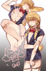 aged_down alternate_costume blonde_hair blush bowtie bunny_ears bunny_tail donquixote_rosinante embarrassed femboy garter_straps hair_over_one_eye kemonomimi looking_at_viewer male male_only nervous one_piece rabbit_boy rabbit_ears red_eyes shy solo sweat thigh_strap twink yellow_fur