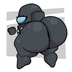1girls 2026 among_us among_us_(series) artist_request astronaut big_breasts big_thighs black_(among_us) black_body black_fur black_skin breasts female looking_at_viewer smaller_female solo solo_female thighs white_background