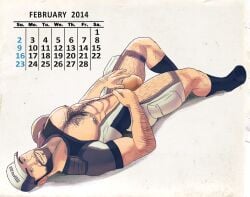 2014 bulge calendar_(medium) february_(month) hairy hairy_arms hairy_chest hairy_legs jeff_moreau male_focus male_only mass_effect mass_effect_2 muscular muscular_male remert solo solo_focus solo_male