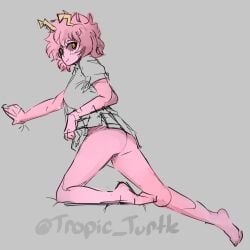 1girls mina_ashido my_hero_academia no_panties sketch skirt_lift tropic_turtle