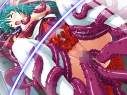 1girl 2000s_(style) anal ayahime_kurumi blush breasts censored closed_eyes double_penetration forced_orgasm game_asset grabbed_by_tentacles green_hair lactation large_breasts lemmtear_theta long_hair magical_girl mahou_senshi_(series) mahou_senshi_lemmtear_knights mosaic_censoring nipples no_panties non-web_source official_art open_mouth orgasm rape saitou_natsuki self-datamine solo tentacle_sex tentacles thighhighs vaginal variant_set visual_novel_cg white_thighhighs