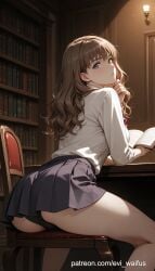 ai_generated ass book hermione_granger library looking_at_viewer sexy_pose waifu waifu_diffusion