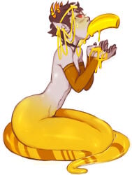 blowjob gummypron homestuck male male_only naga partially_clothed piercings sollux_captor