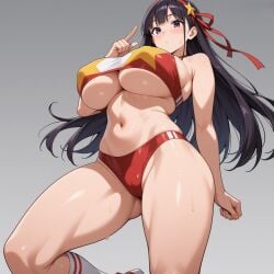 1girls ai_generated athena_asamiya big_tits hairband king_of_fighters light-skinned_female light_skin long_hair pale-skinned_female pale_skin pussy star thick tight_pussy white_skin