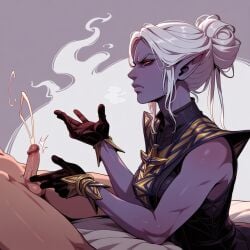 1boy 1girl 1girl1boy ai_generated angry angry_face annoyed annoyed_expression baldur's_gate baldur's_gate_3 blue_body blue_skin clothed_female_nude_male cum cum_string cumshot disappointed disappointed_look disgusted dominant dominant_female domination drow dungeons_and_dragons elf_ears erection falewii fantasy female female/male female_focus gloved_hands gloves hair_bun hands-free hands-free_ejaculation hands_free_cum hands_free_cumshot hands_free_orgasm minthara on_bed penis_throbbing red_eyes ruined_orgasm self_upload small_penis small_penis_humiliation tiny_penis white_hair white_male