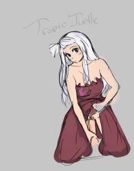 1boy 1girls clothed_female disembodied_penis fairy_tail glory_hole just_the_tip lifting_skirt mirajane_strauss no_panties tropic_turtle vaginal_insertion