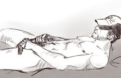 1boy cap_only dogtags fishik gay gay_sex hat_only jeff_moreau male male_only mass_effect masturbating masturbation solo solo_focus solo_male
