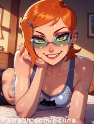 ai_generated ben_10 big_ass big_butt big_thighs blush ezuna female female_only green_eyes gwen_tennyson huge_ass huge_butt huge_thighs medium_breasts orange_hair small_breasts sunglasses wanuze wide_hips