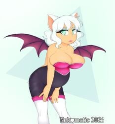 bat_ears bat_tail bat_wings bending_over breasts_spilling_out green_eyes hanging_breasts kemonomimi nekomatic pregnant pregnant_belly pregnant_female ready_to_pop rouge_the_bat small_tail sonic_(series) sonic_the_hedgehog_(series) tagme tail tight_clothing white_hair wings