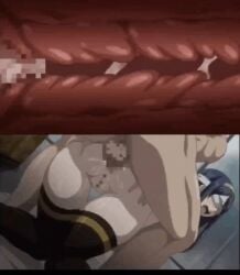 1boy 1girls anal anal_only anal_penetration anal_sex animated ass ass_focus ass_grab censored censored_penis censored_pussy covered_eyes cross_section doggy_style eroquis fucked_from_behind fucked_silly grabbing_from_behind internal_view jutaijima looking_pleasured pounding_ass restrained_arms thick_thighs thighhighs thighs thrusting_hard thrusting_into_ass
