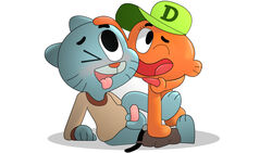 2boys animal_penis anthro anthro/anthro anthro_cat anthro_male anthro_only artist_request blue_body blue_fur bottomless brother brother/brother brother_and_brother brothers cartoon_network cat color colored cub d darwin_watterson duo eyelash eyelashes feline fish gay goldfish green_hat gumball_watterson hat incest interspecies interspecies_yaoi jacking_off jacking_off_together male male/male male_focus male_only masturbation mouth_open one_eye_closed open_mouth orange_background orange_body penis tawog the_amazing_world_of_gumball tongue tongue_out white_background yaoi young younger_anthro younger_male