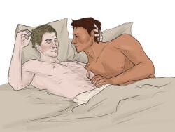2boys alistair_theirin bed bed_sex bed_sheet cullen_rutherford dragon_age_inquisition dragon_age_origins gay gay_sex handjob male male/male male_only masturbating_other masturbating_partner tagme tagme_(artist)