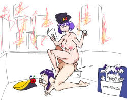 1futa 1futa1girl 1futanari 1girl 1girls artist_request comedy disinterested disinterested_sex futanari game_over hat_only kaguya_houraisan kanako_yasaka perching_position reisen_udongein_inaba simple_background tagme touhou