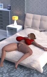 big_clitoris brunette clitoral_hood clitoris exposed_clitoris exposed_pussy female highlights laying_down laying_on_bed panties panties_aside sleeping