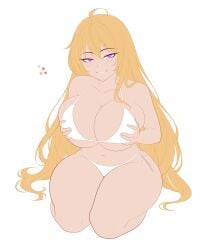 1girls bikini bikini_bottom bikini_top blonde_female blonde_hair half-dressed half_naked half_naked_female long_hair long_hair_female rwby solo_female valkyrie_art yang_xiao_long