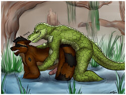 2012 anal anal_sex canine crocodile erection furry gay interspecies male mike_(artist) no_humans penetration penis reptile scalie sex