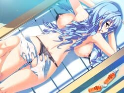 akaza apple_butt areolae ass ass_grab bikini blue_hair breasts cameltoe dimples_of_venus disembodied_hand edit female fingering floating_hands fondling fondling_ass full_body grope groping groping_ass hand_in_panties hand_under_clothes henshin_3 large_breasts long_hair lying lying_down magic magic_hands molestation nipples oil oiled plump plump_ass pussy rape sideboob skindentation sunbathing topless