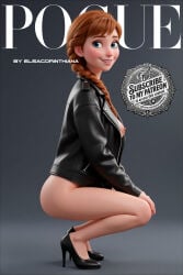 1girls 3d ai_generated anna_(frozen) black_high_heeled_shoes black_high_heels black_jacket blue-eyed_female blue_eyes breasts brown_hair brown_pubic_hair crouched crouching crouching_female disney disney_princess elsacorinthiana exposed exposed_breasts female female_only frozen_(film) grey_background happy high-heeled_shoes high_heeled_shoes high_quality jacket leather_jacket legs light-skinned_female light_skin medium_breasts navel nipples nudity only_jacket outdoor_nudity outdoors patreon patreon_exclusive patreon_link patreon_logo patreon_reward patreon_url patreon_username pixar pixar_style princess semi-nude semi_naked semi_nude showing_breasts side_view smiley_face smilling solo_female thin_female uncensored vogue vogue_(magazine)