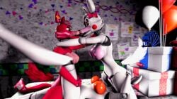 16:9 3d absurd_res five_nights_at_freddy's five_nights_at_freddy's_2 french_kissing furry nipples oral threesome video_games widescreen