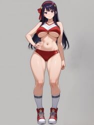 1girls ai_generated athena_asamiya big_tits hairband king_of_fighters light-skinned_female light_skin long_hair pale-skinned_female pale_skin pussy star thick white_skin