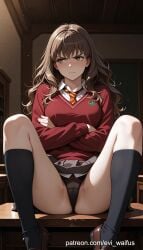 ai_generated angry_face hermione_granger library pussy spred_legs waifu waifu_diffusion