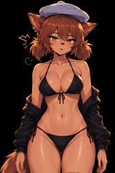 1female 1girl ai_generated bikini bikini_top breasts female female_focus female_only hispanic hispanic_virtual_youtuber kemonomimi latam_virtual_youtuber mogambuzz raccoon_girl sexy_body sexy_female tired tired_expression youtube_hispanic youtuber_girl