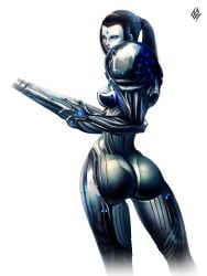 1girls 2016 alien ass big_ass black_hair dark_samus female female_only metroid nintendo ponytail solo tagme_(artist)