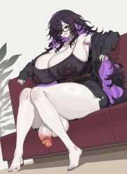 2026 2d 2d_(artwork) annoyed annoyed_expression areola areolae areolae_visible_through_clothing armpits balls ballsack bare_shoulders bedroom_eyes big_breasts black_hair bottomless bottomless_futa busty cleavage cock collarbone curvaceous curvy dick dickgirl dickgirl_only erect_nipples erect_penis erection futa_only futanari genitals gigantic_breasts glasses goddess_of_victory:_nikke hair_over_one_eye hi_res highres huge_breasts intersex intersex_only label_(nikke) large_breasts long_hair messy_hair multicolored_hair nipple_bulge nipples nipples_visible_through_clothing penis puffy_nipples purple_eyes purple_hair scrotum solo solo_futa straight_hair testicles two-tone_hair very_long_hair voluptuous voluptuous_futa