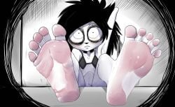 barefoot bra dark_hair feet feet_up female female_only foot_fetish i_can't_sleep looking_at_viewer nia skinny_female toes