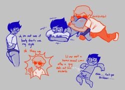 2boys booty_shorts clothed dave_strider eating_ass erection_under_clothes face_down_ass_up gay homestuck homestuck^2 john_egbert johndave male_only ms_paint_adventures nosebleed pepsicola rimming rimming_male source_request