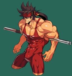 bara bulge guilty_gear headband male male_only muscles muscular na_insoo rennik singlet sol_badguy solo solo_male wrestling_singlet