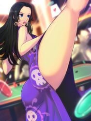 blue_eyes boa_hancock dress empress female female_only one_piece opalisart pool_table solo