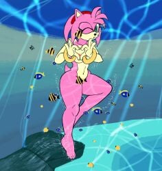 1girls amy_rose anthro bracelet breasts bubble camera_overlay convenient_censorship emerald_coast eulipotyphlan feet female fish fur gesture hair hand_heart hedgehog jewelry mammal marine mobian_(species) nude nude_female one_eye_closed pink_body pink_fur pink_hair sega skinny_dipping solo sonic_(series) sonic_the_hedgehog_(series) swimming the_mad_monk underwater water wink