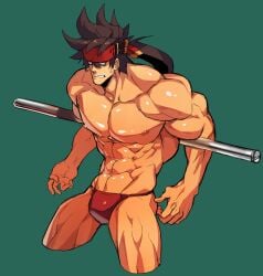 bara bulge guilty_gear headband male male_only muscles muscular na_insoo rennik sol_badguy solo solo_male