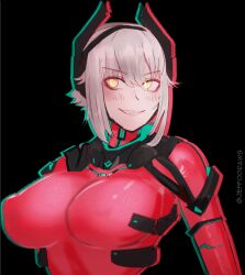 1girls android android_girl animated areolae bodysuit breasts cybernetics cyborg female female_only jeffodraws large_breasts light-skinned_female light_skin nipple_bulge nipples no_bra nude nude_female puffy_areola robotic_arm solo solo_female translucent virtual_youtuber vshojo white_hair yellow_eyes zentreya