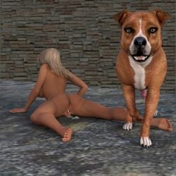 3d after_breeding_mount_use after_sex after_vaginal animal_cum animal_genitalia big_breasts blonde_hair canine canine_penis cum_inside cumshot dog_sperm dripping_cum fit_female hannah_palmer jollybizz laying_on_stomach male naked_female owned penis powerless skinny zoophilia