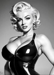 1girls ai_generated beauty_mark bexxperience big_breasts black_and_white blonde_hair breasts busty celebrity curvy curvy_figure female female_only human marilyn_monroe real_person short_hair solo solo_female wide_hips