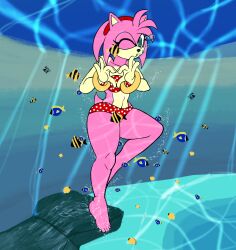 1girls amy_rose anthro bikini bracelet breasts bubble clothing emerald_coast eulipotyphlan female fish fur gesture green_eyes hair hand_heart hedgehog jewelry mammal marine mobian_(species) one_eye_closed pink_body pink_fur pink_hair sega solo sonic_(series) sonic_the_hedgehog_(series) swimming swimwear the_mad_monk two_piece_swimsuit underwater water wink