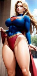 1girls ai_generated alien alien_girl alien_humanoid big_breasts blonde_hair breasts cape curvy curvy_female curvy_figure dc dc_comics female female_only hips kara_zor-el kryptonian light-skinned_female long_hair solo solo_female straight_hair supergirl superheroine superman_(series) thick_thighs thighbrow thighs wide_hips