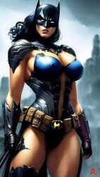 1girls ai_generated batman_(series) batwoman big_breasts black_hair breasts curvy curvy_figure dc dc_comics female female_only human light-skinned_female rule_63 solo solo_female straight_hair superheroine wide_hips