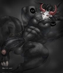 1boy abs balls bara black_body gay genitals genshin_impact hi_res hilichurls_(species) horn humanoid male male_only mihoyo mitachurl muscular muscular_male nude pecs penis portal_opst sole_male solo solo_male triceps vein veiny_penis