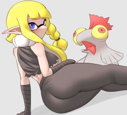 ass big_ass blue_eyes cephalopod_humanoid female inkling inkling_girl little_buddy_(splatoon_3) new_agent_3_(splatoon) nobunagapero peronattu salmonid smallfry_(splatoon) solo_female splatoon splatoon_3 tentacle_hair yellow_hair