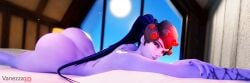 3d amelie_lacroix ass ass_focus blizzard_entertainment completely_nude nude overwatch overwatch_2 pinup purple_skin solo sunny vanezza widowmaker