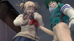 3d deku erect_penis erection female grinning grinning_at_partner himiko_toga izuku_midoriya my_hero_academia no_pants penis penis_out sfm staring_at_penis susknuckles testicles