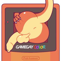 2023 anthro anus artist_name ass ass_focus backsack balls big_balls big_butt big_penis bubble_butt butt_focus charizard claws console english_text erection faceless_character faceless_male foreskin game_boy_color game_boy_family game_console gay generation_1_pokemon genitals hand_on_butt hand_on_own_butt handheld_console hi_res humanoid_genitalia humanoid_penis long_penis male male_only nintendo palchamon parody penis perineum pokemon pokemon_(species) presenting presenting_anus presenting_balls presenting_hindquarters presenting_penis simple_background solo spread_butt spreading take_your_pick text through_wall uncut unretracted_foreskin white_background