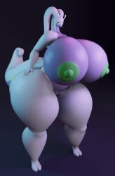 animated anthro ass big_breasts big_butt blender_(software) blush breast_jiggle breasts darkdraketom female generation_6_pokemon genitals goodra green_nipples hip_sway huge_breasts jiggling looking_at_viewer multicolored_body nintendo nipples pokemon pokemon_(species) purple_body pussy simple_background solo thick_thighs two_tone_body wide_hips