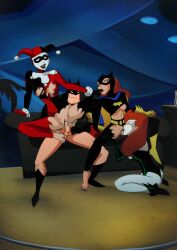 1boy 3girls ass background barbara_gordon batgirl batman batman:_the_animated_series batman_(series) bisexual bisexual_(female) black_lipstick blue_eyes bottomless_male clothed_female clothed_sex cowgirl_position crotchless cum cum_in_pussy cum_inside cunnilingus dc_comics dcau elmrtev exposed_breasts exposed_pussy feet female fffm_foursome finger_sucking foursome group_sex harley_quinn harley_quinn_(classic) licking_pussy light-skinned_female light-skinned_male light_skin male no_bra no_panties on_knees orgy painted_toenails penetration poison_ivy poison_ivy_(dcau) red_hair riding sex the_new_batman_adventures torn_clothes vaginal_penetration vaginal_sex white-skinned_female white_skin yuri