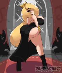 ass_in_dress big_ass big_breasts big_butt bimbo black_dress blonde_hair bottomless bottomless_dress bottomless_skirt bubble_butt daisy-pink71 dress fat_ass gilf gothic high_heels huge_ass huge_breasts juliet_(daisy-pink71) juliet_chains long_hair looking_back milf original_character queen red_eyes succubus tall_female teasing