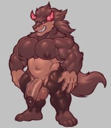 anthro balls bara bara_tiddies bara_tits barazoku big_balls big_chest big_pecs big_penis choco_werehound_brute cookie_run furry gigantic_chest horns huge_chest huge_pecs hunnipanda large_pectorals male male_only manboobs massive_chest massive_pecs moobs muscles muscular nude penis solo solo_male